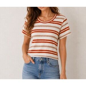 Madewell Retro Vintage Style Striped Baby Tee Medium Short Sleeve Coastal Casual